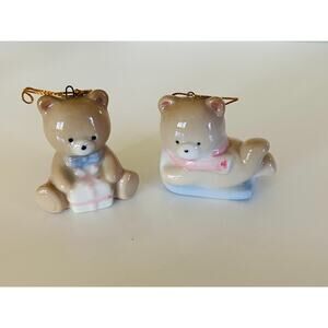 VINTAGE 1980s RUSS Ceramic Teddy Bears Christmas Tree Xmas Japan Ornament